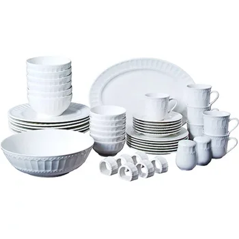Набор посуды и сервировочных принадлежностей из 46 предметов, сервиз на 6 тарелок Керамический