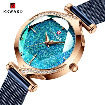 НАГРАДА Модные Новые Женские часы Топ Люксовый бренд, Женские кварцевые часы из нержавеющей стали, водонепроницаемый женский браслет, наручные часы