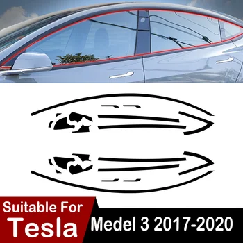 Наклейка на оконную раму Tesla для Tesla Модель 3 2017-2020 Аксессуары для внешней отделки ПВХ Дверная ручка Протектор Накладные планки