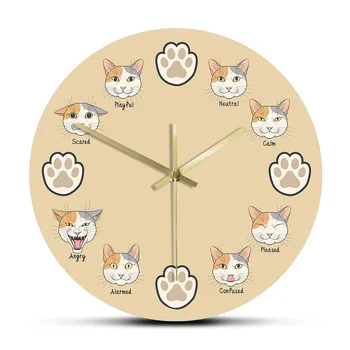 Настенные часы с Мультяшным рисунком Кошачьих выражений для спальни 