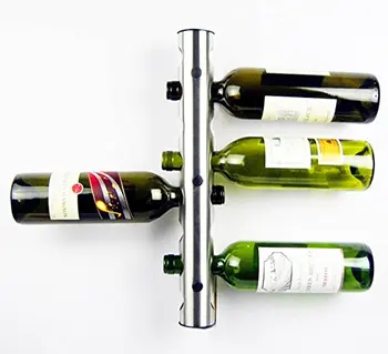 Настенный винный стеллаж из нержавеющей стали, Барный держатель для винных бутылок (8 бутылок) 42 см
