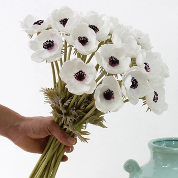 Настоящие искусственные цветы анемоны, Шелковые Флорес, Искусственные цветы для свадьбы, искусственные цветы для домашнего сада, Декоративный венок