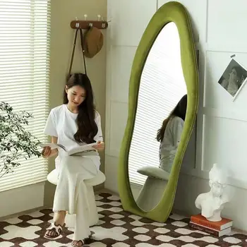 Неправильное Зеркало для девочек в спальне Зеркало в полный рост Зеркало в полный рост на полу Неправильное зеркало у стены