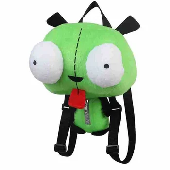 Новая 14 дюйм(ов) ов) плюшевая игрушка Инопланетный Захватчик Зим 3D Глаза Робот Девочка Милый Плюшевый Рюкзак Зеленая Сумка Рождественский Подарок