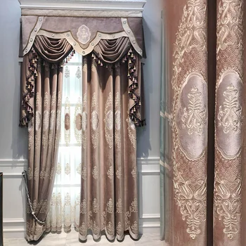 Новая Европейская итальянская фланелевая вышитая занавеска на заказ Французская роскошная гостиная спальня на заказ французское окно