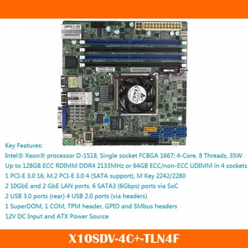 Новая Материнская плата X10SDV-4C +-TLN4F для процессора Supermicro Xeon D-1518 DDR4 PCI-E 3.0 SATA3 USB3.0 Mini-ITX Работает нормально