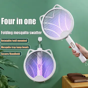 Новая складная Электрическая мухобойка от комаров, перезаряжаемая прочная бытовая Мухобойка от комаров Четыре в одном, Литиевая батарея