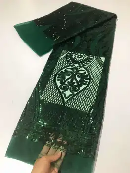Новейшая зеленая Тюлевая кружевная ткань, Роскошные блестки, Африканская кружевная ткань 2023, Высококачественная Сетчатая кружевная ткань с вышивкой для вечернего платья