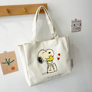 Новинка 2022, Женская сумка Kawaii Sanrio Snoopy, Холщовая сумка, сумка через плечо, Большая Вместительная сумка-тоут для пригородных поездок, игрушки для девочек