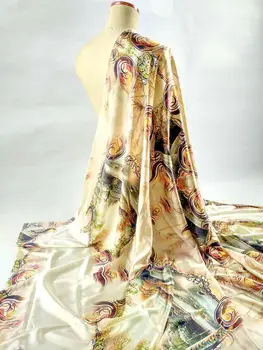 Новое Женское платье Супер Высокого класса с Пейзажной Живописью, Тяжелая Сатиновая Ткань из 96% натурального Шелка, Тканая Ткань на метр Оптом Telas