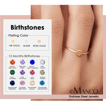 Новое кольцо EManco с циркониевым камнем 12 цветов из нержавеющей стали, красочное кольцо, подарок на годовщину