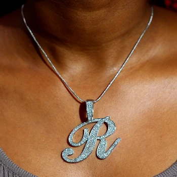 Новое Ожерелье с подвеской в виде кристаллов с надписью Bling для женщин, Блестящие ожерелья-чокеры с металлической цепочкой с 26 Инициалами, Подарочные украшения для вечеринок
