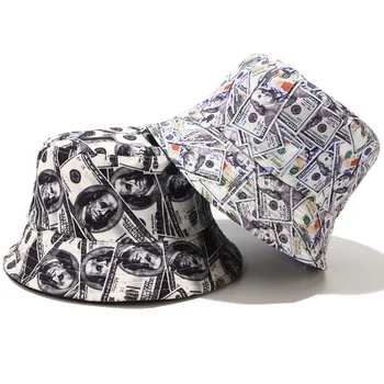 Новые Креативные шляпы-ведра с принтом доллара для женщин, Рыбацкие Кепки, Летняя Мода, Панама, Шляпа от Солнца, Пляжные Кепки для путешествий, 2021