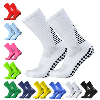 Новые мужские женские футбольные носки с рисунком щита, круглые нескользящие силиконовые спортивные носки для бега на открытом воздухе