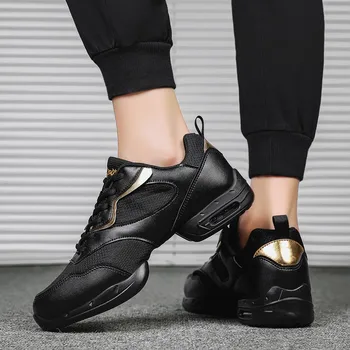 Новые черные танцевальные туфли, мужские танцевальные туфли с мягкой подошвой, обувь для квадратного танца, обувь для спортивных соревнований, обувь для танцев, сетчатая весенняя нескользящая