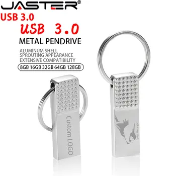 Новый Металлический Бесплатный Пользовательский Логотип USB 3,0 Флэш-накопители 64 ГБ Брелок для Ключей Подарочная Карта Памяти 32 ГБ Серебро 100% Реальная Емкость Флеш-накопитель 16 ГБ