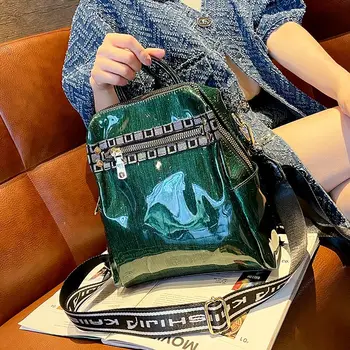 Новый модный рюкзак для отдыха из ПВХ, Лаковая кожа, блестящее лицо, Модный Персонализированный Рюкзак, Дорожная сумка, сумка через плечо Большой емкости