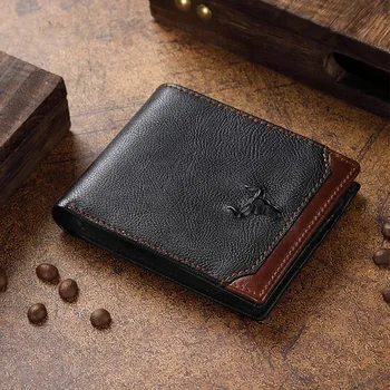Новый Мужской кошелек, короткий Ретро-кошелек с несколькими позициями для карт, из воловьей кожи, сумка для документов с несколькими отделениями, сумка для карт
