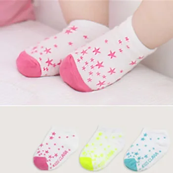 Носки для новорожденных с принтом Звезд, 3 цвета, Детские носки, Мягкие Милые Хлопковые носки Унисекс для малышей, Короткие носки до Щиколотки SK168