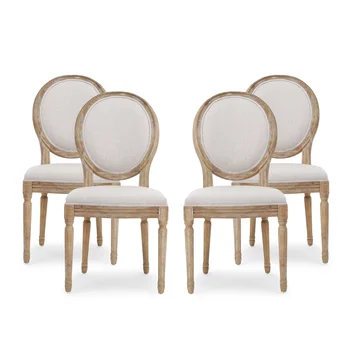 Обеденные стулья из французской ткани Noble House Karter для помещений, набор из 4, бежевый