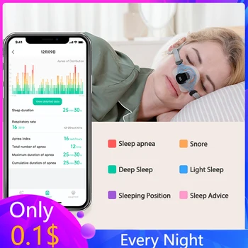 Обновляет монитор апноэ при дыхании во сне Bluetooth Храпящее устройство Мониторинг дыхания во сне Монитор апноэ во сне Улучшает качество сна