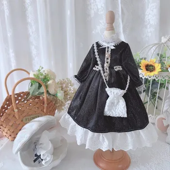 Одежда для куклы BJD Подходит для размера 1/3 1/4 1/6, черное жемчужное платье с длинным рукавом в простом стиле, аксессуары для кукол
