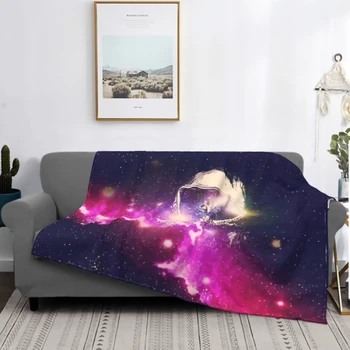 Одеяло Space Cat для дивана, одеяло Universe Galaxy, Супер Мягкое Уютное Плюшевое Пушистое одеяло из микрофибры, Легкое теплое покрывало