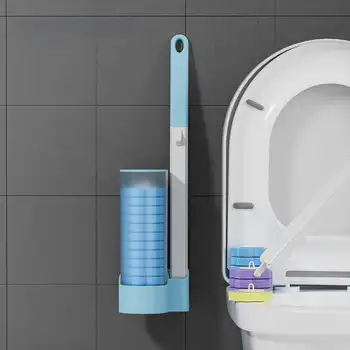 Одноразовая система очистки туалета Сменная щетка для унитаза Насадка для щетки Настенный инструмент для чистки с чистящей жидкостью