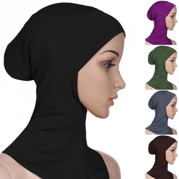 Однотонный Женский Исламский шарф под Шарфом, готовый к ношению, Мусульманский Внутренний Хиджаб с полным покрытием, Мягкая женская мусульманская шапочка-тюрбан на голову