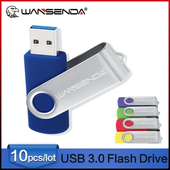 Оптовая продажа, 10 шт./лот, USB флэш-накопитель WANSENDA 8/16/32/64 ГБ, U Stick 3.0, флэш-накопитель 128 ГБ, 256 ГБ, Портативный накопитель для ПК/ноутбука