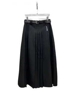 Осенне-зимняя новая свободная и удобная однотонная плиссированная длинная юбка трапециевидной формы с карманами и высокой талией