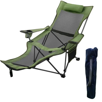 Откидывающийся складной походный стул вместимостью 330 фунтов, зеленый пляжный стул, уличный стул, походный стул