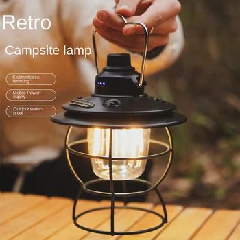 Открытый Водонепроницаемый портативный фонарь для кемпинга, светильник в стиле ретро, Перезаряжаемая подвесная лампа для палатки, светодиодная лампа для кемпинга, походный светильник