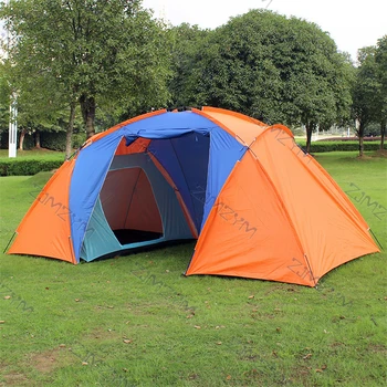 Палатка для Кемпинга на 3-4 человека, Две Спальни, Двухслойный 210D Оксфорд, Водонепроницаемая Большая Семейная Туристическая Палатка для Вечерних Походов 430*220*175 см