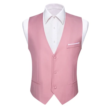 Персиково-розовый жилет, костюм для мужчин, изысканный приталенный жилет с V-образным вырезом, комплекты галстуков для жениха, свадебный дизайнер Barry.Wang DM-2425