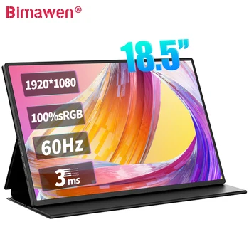 Портативный монитор Bimawen 18,5 дюймов IPS 100% sRGB 1080P HDR FHD FreeSync с двойным HDMI USB Type-C для PS4/Коммутатора/ПК/Mac/Совместимый