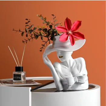 Портрет знаменитости скульптура цветок из смолы ручной работы цветочный горшок домашняя гостиная крыльцо украшение рабочего стола ваза украшения