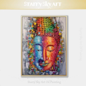 Превосходный художник, ручная роспись, Высококачественная современная картина маслом Будды на холсте, красочная фигура Будды, картина маслом для декора