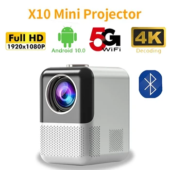 Проектор X10 P700 WiFi 5G Bluetooth Поддержка 1080P HD Movie Beamer Android 10 4k Синхронизация видео для домашнего Кинотеатра iOS Android PK T2 MAX