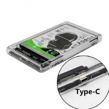 Прозрачный Корпус жесткого диска USB 3.1 UASP Type C на Sata 3.0, 2,5-дюймовый Корпус жесткого диска Usbc, коробка для жесткого диска