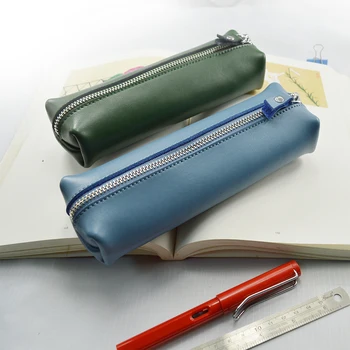 Простой дизайн, кожаная сумка для карандашей большой емкости, сумка для ручек, пенал