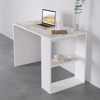 Рабочий стол Deserto Письменный стол с белым мраморным рисунком, стоящий письменный стол, рабочий стол, маленький столик