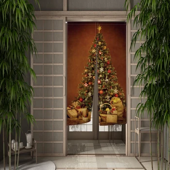 Рождественская елка Дверной занавес Санта-Клаус Перегородочный занавес Драпировка входа Висячие Полупрозрачные шторы Звенящая Комната Кухонный Дверной занавес