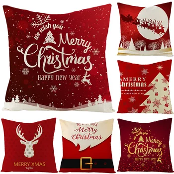 Рождественские наволочки 18x18 дюймов, рождественские украшения с простым буквенным принтом, красные наволочки для фермерского дома, Рождественская наволочка
