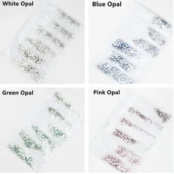 Розовый/зеленый/синий/белый Опал SS3-SS10 Разных размеров, Стеклянные украшения для ногтей, блестящие стразы, украшения для ногтей, стразы