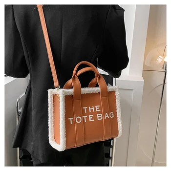 Роскошные женские дорожные сумки-тоут Для женщин, Дизайнерские сумки Через плечо из искусственной кожи, сумка через плечо из искусственной кожи с плюшем 2023