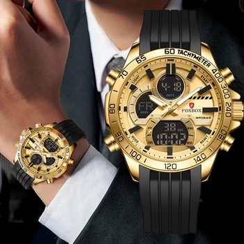 Роскошные мужские наручные часы LIGE с двойным дисплеем, Светящиеся спортивные мужские часы, Водонепроницаемые Военные Кварцевые мужские часы Relogio Masculino