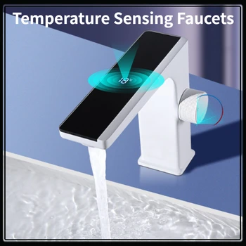 Роскошный Смеситель для ванной комнаты с цифровым дисплеем, Высокотехнологичный Смеситель для ванной комнаты, Смеситель для кухонной раковины, датчик температуры, Кран