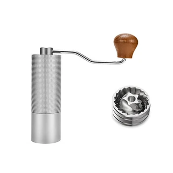 Ручная кофемолка с регулируемым заусенцем со стальным сердечником для кухни, портативный ручной инструмент для измельчения кофе эспрессо, серый
