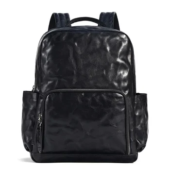 Рюкзак из натуральной кожи, мужская мода, деловые поездки, Школьная рабочая сумка для ноутбука 15,6 